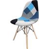 BUYBUY Sedia Serie Picasso in PP con Seduta Imbottita in Spugna Rivestita in Stoffa Patchwork, Piedi in Legno di Faggio e Metallo, Design Moderno, 47x46x82 cm, Portata 150 kg, pic012