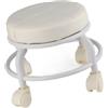 NLDGR Sedile con Rotelle Moderno, Sgabello con Rotelle Rotondo Pouf con Rotelle con Ruote a 360° Poggiapiedi Sedile con Rotelle Sedia Tavolino Basso Poggiapiedi Sgabello Cambio Scarpe per Casa(Beige)