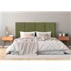DHOME Testiera Imbottita in Tessuto Aqualine Premium Antimacchia Design Modulare Verticale Autoadesiva Testata Letto Camera da Letto Imbottita (Verde, 90cm, Altezza 80 cm, x2)