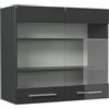 Vicco Mobile da cucina in vetro Fame-Line, Antracite lucido, 80 cm, per la combinazione con altri moduli della serie Fame-Line
