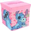 CARTOON Pouf Scrump e Stitch rosa per bambini Disney multifunzione contenitore porta oggetti per sedersi 30 cm