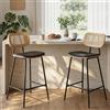 Ya-Home Set di 2 Sgabelli da Bar Sgabelli Cucina Retrò in Rattan Sgabelli Alti con Cuscino in Ecopelle Sedia da Bar con Gambe in Metallo per Cucina Bancone,Nero