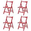 Totò Piccinni Set 4 SEDIE Pieghevoli Legno di Alta qualità, Comode, Resistenti, Salvaspazio (Rosso)