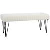 HOMCOM Panca Fondoletto Moderna con Gambe a Forcina, Panca Imbottita in Tessuto Effetto Ciniglia, Legno e Metallo, 118.5x46x49.5 cm, Crema