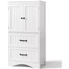 Blishom Armadietto da Cucina, Mobile bagno con 2 Cassetti, con Ripiani Regolabili, per Bagno, Soggiorno and Cucina, 60×30×110 cm,Bianco