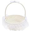 Amosfun Cesto Regalo di Vimini Intrecciato con Finiture in Pizzo Cesto di Fiori per Matrimoni con Manico per Feste di Anniversario Decorazione per Feste da Cerimonia 22X23 Cm (Bianco)