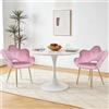 Relbiety Set di 2 Poltrona Relax Sedie da Pranzo con Braccioli e Schienale,Sedie Cucina Moderna in Velluto Poltrone da Salotto con Gambe in Metallo per Soggiorno,Camera da Letto,Rosa scuro