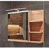 FreshYou Mobiletto a specchio 60x50 sonoma, per il bagno con mensole, specchio da bagno, mobiletto sospeso - da parete, LAMPADA LED - Destra