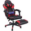 YU YUSING Sedia Gaming Ergonomica Massaggiante, Sedia Ufficio con Supporto Lombare e Poggiatesta, Poltrona Gamer PC, PU con Poggiapiedi Retrattile, Rosso