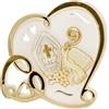 Ingrosso e Risparmio Bomboniera Cresima 1 pz Icona d'Appoggio Cuore Intrecciato in Resina con Raffigurazione Simboli Sacri Oro Elegante Plexiglass per Ragazzo e Ragazza Idea Regalo Sacro