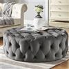 ZUWEPO Lussuoso Comodo Peluche Poggiapiedi Sgabello,Tavolino Mordern,Pouf Rotondo In Velluto Trapuntato,Panca Alla Fine Del Letto Per Soggiorno Camera Da Letto-Grigio Scuro 60x60x40cm(24x24x16inch)