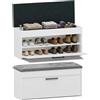 CDF Scarpiera con Seduta e Vano Contenitore Panca da Ingresso Moderna con Anta a Ribalta e Ripiano Interno Salvaspazio 100 x 35 x 49 cm - Bianco