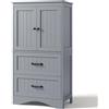 Blishom Armadietto da Cucina, Mobile bagno con 2 Cassetti, con Ripiani Regolabili, per Bagno, Soggiorno and Cucina, 60×30×110 cm,Grigio