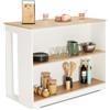 IDMarket - Tavolo bar ad isola JUNO in legno bianco con piano in faggio