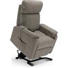 REDÒKASA Poltrona relax elettrica Denver per anziani, 2 motori, 2 o 4 ruote, reclinazione e alzapersona, optional batteria, sponde estraibili, pediera estensibile (CON KIT ROLLER SYSTEM + BATTERIA, Fango)