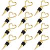LALADEFIEE Set da 12 Tappi per Bottiglie di Vetro in Lega Color Oro, a Forma di Cuore, Facili da Usare per Sigillare Vino Rosso e Birra