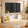 BLSYHDH Mobile LED 200 cm soggiorno, panca TV moderna in legno con 2 cassetti, armadio basso per soggiorno, bianco (35 x 200 x 45 cm)