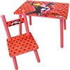 Fun House 713485 Miraculous Ladybug Tavolo H 41,5 cm x L 61 cm 42 cm con sedia H 49,5 cm x L 31 cm x P 31,5 cm per bambini