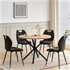 GrandCA HOME Set Tavolo e Sedie da Pranzo, Tavolo Rotondo da 100 cm Con 4 Sedie Imbottite Moderne, Adatto Per Sale da Pranzo e Cucine (Chiaro e Nero)
