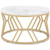 Barberpub Tavolino in legno rotondo, sodo moderno, tavolino laterale, tavolino per soggiorno, salone di bellezza, tavolo da soggiorno in oro bianco in marmo, 80x80x46cm, 2115