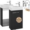 Deftrans Armadio pensile nero - Set di mobili da bagno con lavabo e rubinetto, compatto, 40 x 60 x 21,3 cm, armadietto da bagno sottile, lavabo con base - design moderno per il vostro bagno