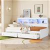 Idemon Letto giornaliero, 90 x 200 cm, divano letto, comodino, letto con 2 prese USB e 2 prese di ricarica, illuminazione ambientale, letto con due cassetti, letto con rete a doghe (senza materasso),