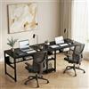 Lailang Tavolo da computer da 79 pollici, doppia scrivania lunga, tavolo da lavoro rustico, tavolo da ufficio con spazio di archiviazione, scrivania per computer, scrivania grande, 79 x 24 x 30