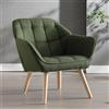 Ya-Home Poltrona Imbottita Poltroncina Moderna in Tessuto di Lino Sedia da Salotto con Gambe in Legno Poltrone con Braccioli per Camera da Letto/Soggiorno, Verde