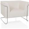 hjh OFFICE Poltrona lounge 1 posto Curacao Cord, divano moderno dal design alla moda, con comoda imbottitura in tessuto a coste resistente, colore: bianco