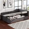 Trdlpyn Divano Letto Imbottito 140x200, Letto Matrimoniale con Contenitore Idraulico, Rete a doghe, Sofa Bed grigio(Senza Materasso)