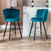 chairus Set di 2 Sgabelli da Cucina in Velluto Sgabelli Bar Moderni Design Sedia Alta con Schienale Sgabello Imbottito per Bar/Penisola/Cucina, Petrolio