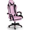 TRISENS Sedia da gioco con poggiapiedi - Sedia da ufficio ergonomica regolabile - Sedia direzionale per gamer, Computer Office Chair, Sedia da scrivania, sedia da ufficio, colore: rosa/nero