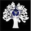 DLM Bomboniere DLM-32448-azzurro (Kit 6 Pezzi) Calamita Magnete Albero della Vita Bianco in Legno con Fiore in Cristallo Segnaposto Confettata_Azzurro bomboniera