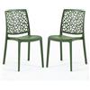 SIEDITI FUORI E DENTRO Sedie in polipropilene con fibra di vetro impilabili per interno, cucina o sala da pranzo, per esterno e giardino, sedie da bar e ristorante, design moderno - Anna (2 Sedie, Verde oliva)