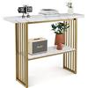 COSTWAY Tavolo da Ingresso Stretto e Compatto, Tavolo da Divano in Finto Marmo con Struttura in Acciaio, Consolle Moderno per Salotto e Corridoio, 120 x 29,5 x 92,5 cm (Bianco e oro)