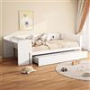 Soweiz Letto piano, 90 x 200 cm, lettino con letto estraibile, con scrivania, tre ripiani sul lato del letto, materiale resistente e durevole (bianco)