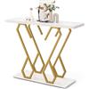 COSTWAY Tavolo Consolle 100cm, Tavolo d'Ingresso con Piedini Regolabili, Kit Antiribaltamento e Struttura in Metallo, Tavolino da Divano per Soggiorno, Ingresso e Corridoio (Bianco e Oro)