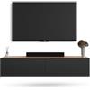 Planetmöbel Mobile TV West, porta TV lungo 140 cm, mobiletto TV sospeso o da appoggio, mobile TV per soggiorno, mobile porta TV 37,8 x 140 x 30 cm, rovere dorato antracite