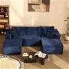 Litbird Divano angolare modulare a forma di L con chaise longue a sinistra - Struttura morbida senza telaio rigido, seduta extra profonda in velluto a coste (Blu navy, U · Destra (fronte))