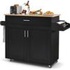 RELAX4LIFE Carrello da Cucina con Ruote di Gomma Silenziosi, Piano per Microonde, Porta-Asciugamani, Portaspezie, Casetto, Armadietto a 2 Ante(Nero, 116x40x85cm)
