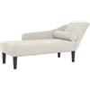 vidaXL Chaise Longue con Cuscini Crema in Velluto, divano letto, divano imbottito, seduta da soggiorno, dormeuse, seduta da salotto, divano 2 posti