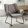 chairus Poltrona Salotto Poltrona Imbottite in Tessuto di Lino Poltroncina da Salotto con Braccioli Poltrone Moderne con Gambe in Metallo per Soggiorno/Camera da Letto, Grigio