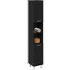 vidaXL Mobile da Bagno Rovere Nero 30 x 30 x 179 cm