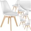 tectake® Set di 6 Sedie da Pranzo, Stile Moderno, Sedie Ergonomiche per Sala da Pranzo e Cucina, Imbottitura Morbida, Struttura Robusta e Facili da Pulire - Bianco