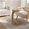 WOLTU Tavolino Laterale da Divano a Forma di C, Tavolino con Piano Rotondo, Tavolino da Salotto in MDF, Tavolo da Caffè Tavolino Piccolo per Soggiorno, Camera da Letto, 38x55cm, Rovere Chiaro