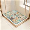 Surwin Tappetino da Doccia Antiscivolo, Stile Marocchino Boho Tappetino da Bagno in Luffa PVC, Morbida Tappeto Antiscivolo Lavabile Asciugatura Rapida Tappetino da Doccia (60x80cm,Cielo Blu)