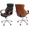 Mendler Sedia Poltrona Girevole Ufficio HWC-H39 Design Elegante Legno Curvo Ecopelle - Nero