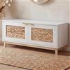 Mendler Panca HWC-P54, guardaroba, ripiano per scarpe, MDF melaminico, intreccio giacinto d'acqua 45x100x42 cm - bianco