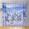 Odot Tende per Finestre Semi Trasparenti, Motivo Cavallo 3D Tende Voile per Interni 2 Pezzi Tende Camera da Letto Tenda Filtranti con Occhielli Tenda per Cucina (140x244cm,Fiocchi di Neve)