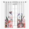 Surwin Tende per Interni 2 Pezzi, Tende Voile con Fiore Motivo, Tende Semi Trasparenti con Occhielli, 3D Tende a Vetro per Camera da Letto, Cucina, Soggiorno (140x275cm,Giardino)